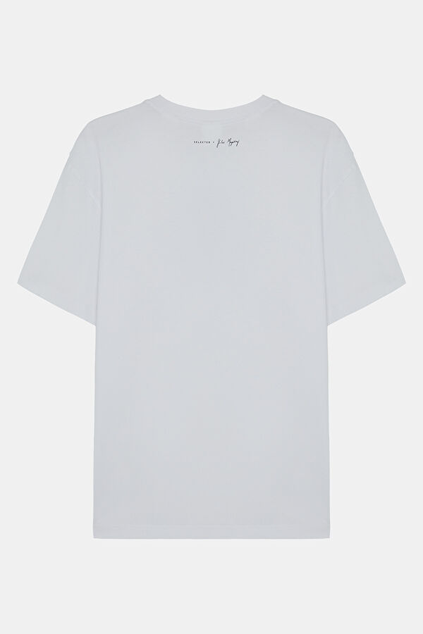 White Crew Neck Printed Men's T-Shirt 2