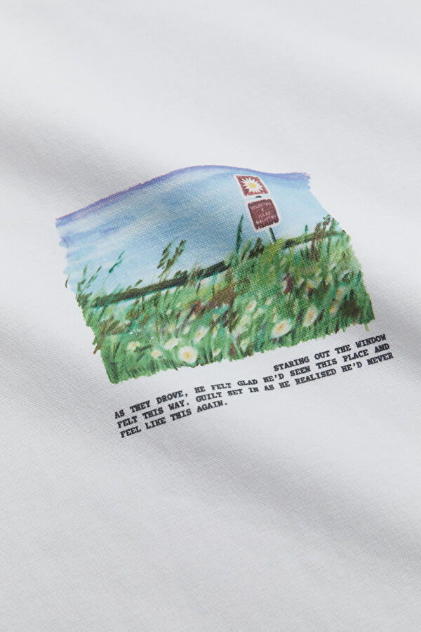 White Crew Neck Printed Men's T-Shirt 4