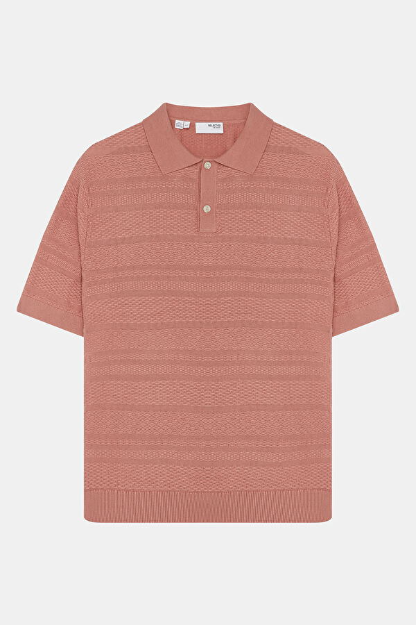 Somon Bisiklet Yaka Örgü Desenli Erkek T-Shirt