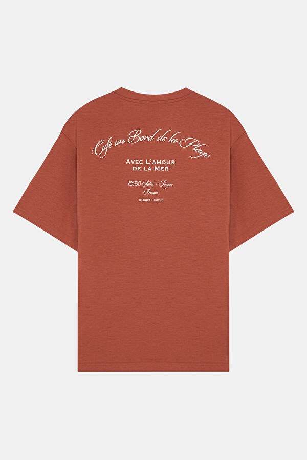 Kiremit Bisiklet Yaka Baskılı Erkek T-Shirt 2