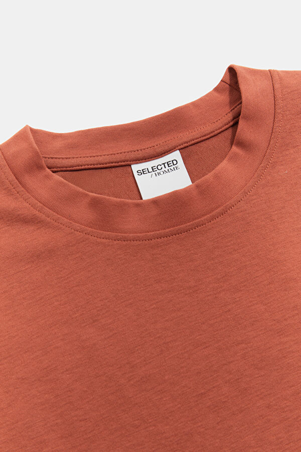 Kiremit Bisiklet Yaka Baskılı Erkek T-Shirt 3