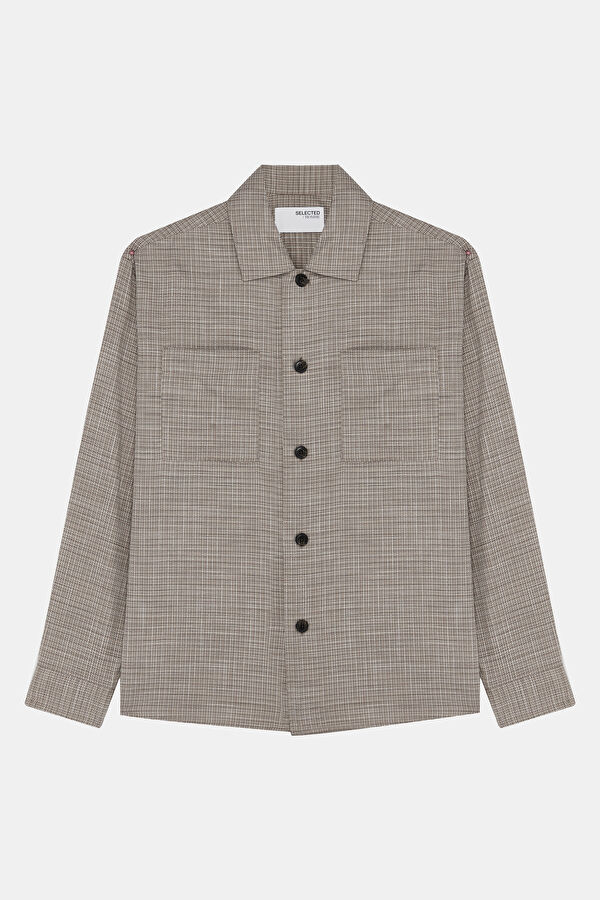 Beige Buttoned Organic Cotton Men's Jacket