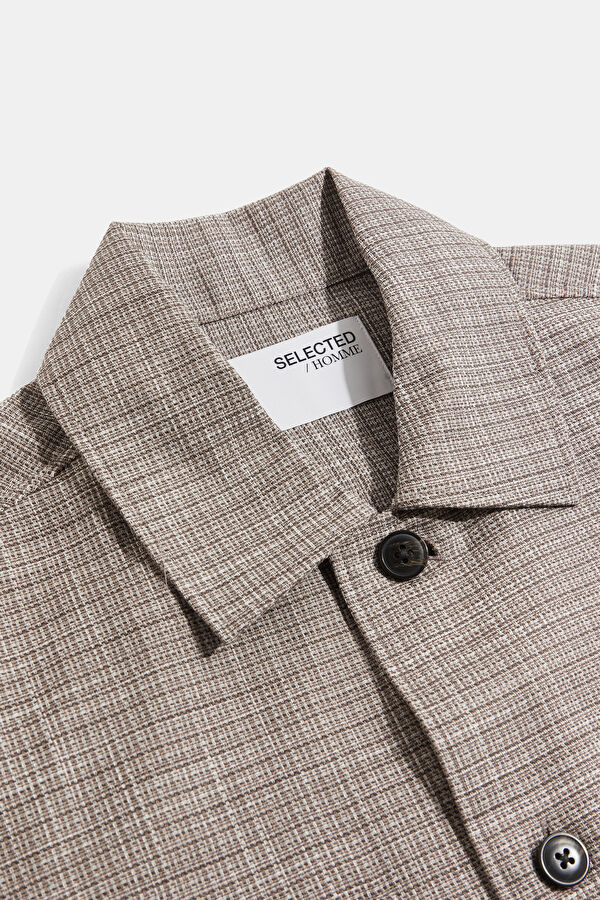 Beige Buttoned Organic Cotton Men's Jacket 3