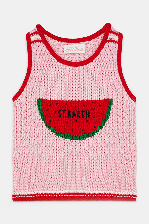 Pink Jacquard Strappy Kids' Blouse