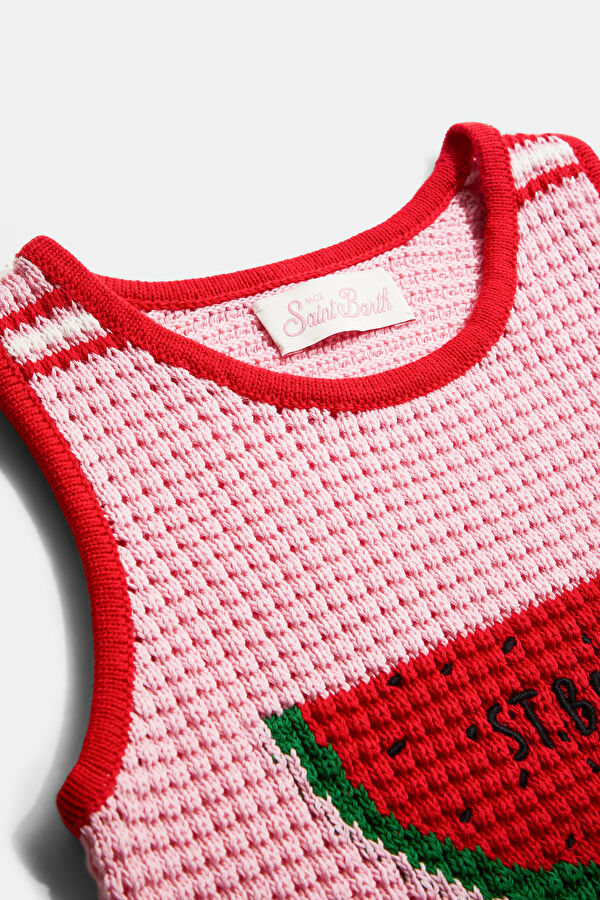 Pink Jacquard Strappy Kids' Blouse 3