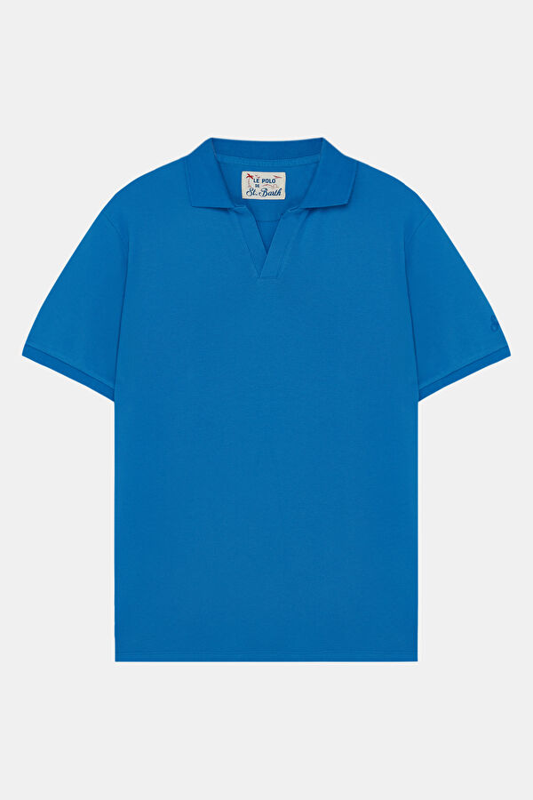 Blue Polo Collar Men's T-Shirt