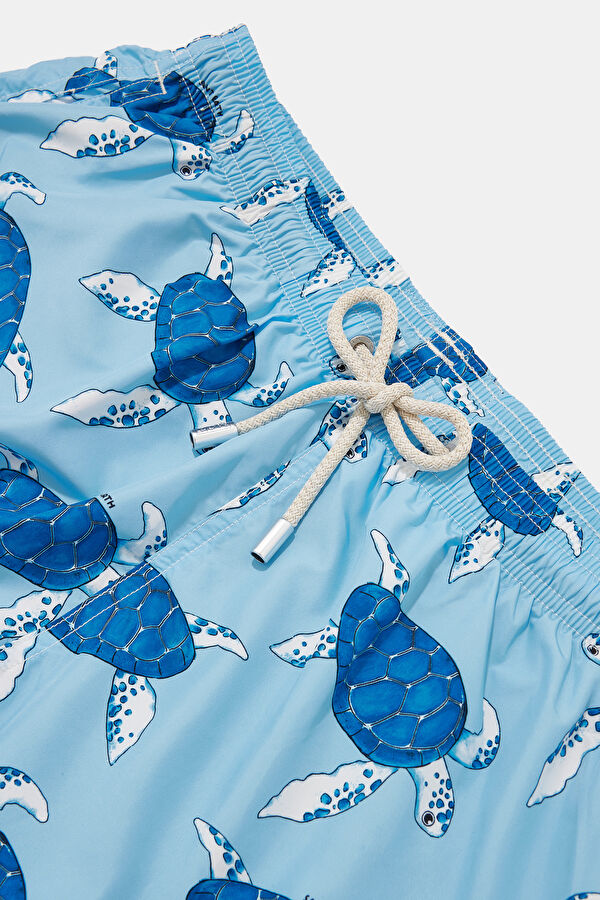 Blue Patterned Elastic Men's Swimsuit 3