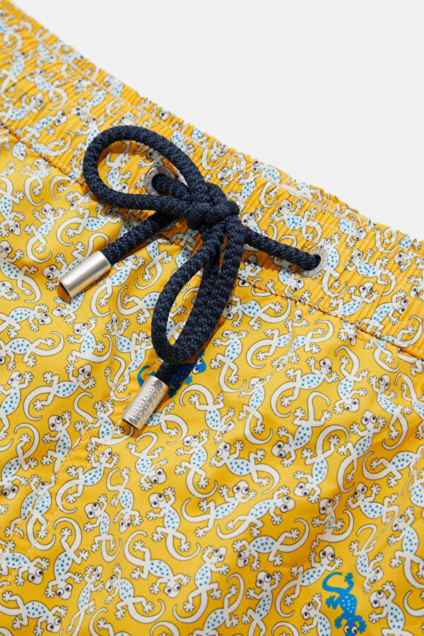 Yellow Patterned Elastic Men's Swimsuit 3