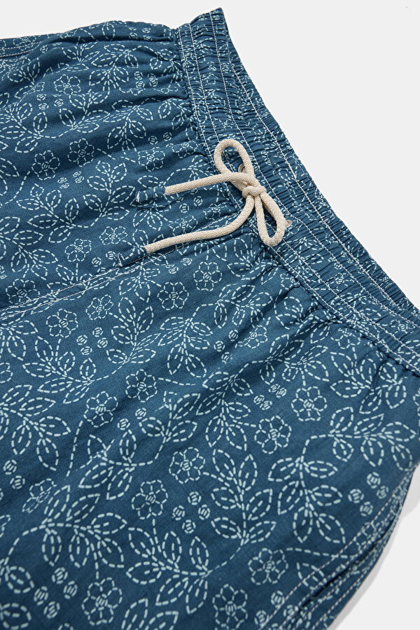 Navy Blue Design Filled Elastic Swimsuit 3