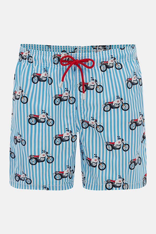 Light Blue Design Filled Elastic Swimsuit