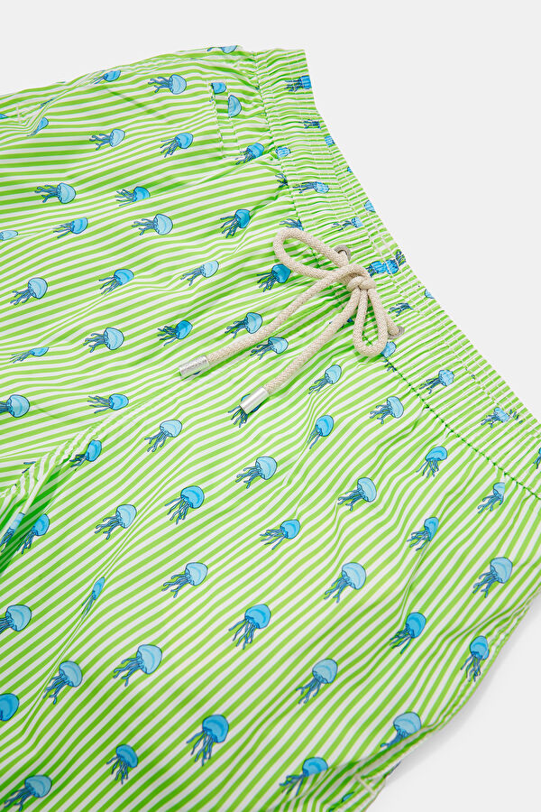 Green Patterned Elastic Men's Swimsuit 3
