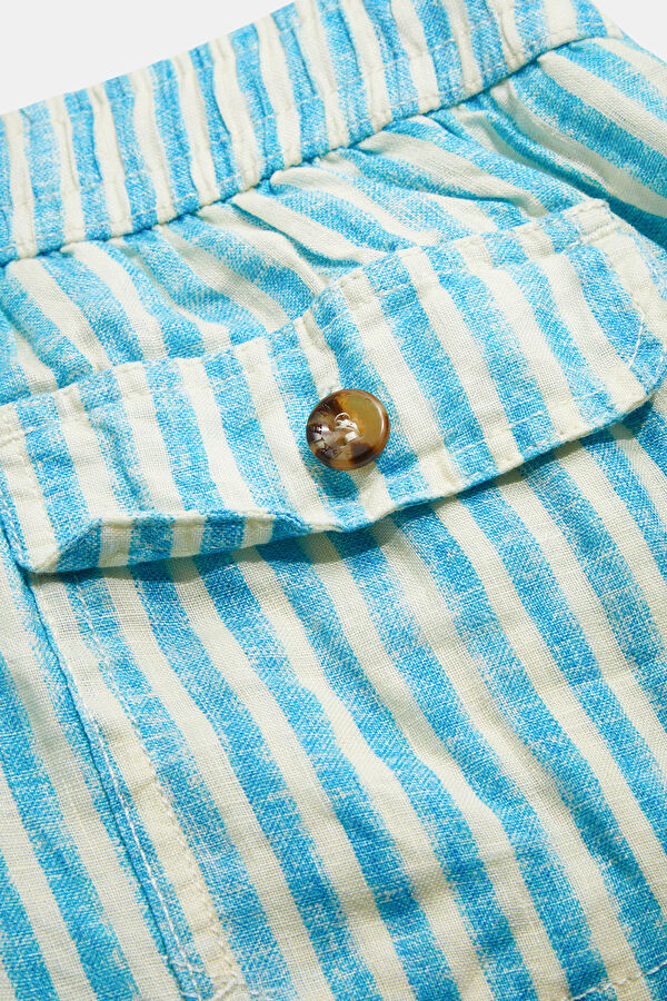 Men's Swimsuit with Blue Stripes and Elastic Waistband 4