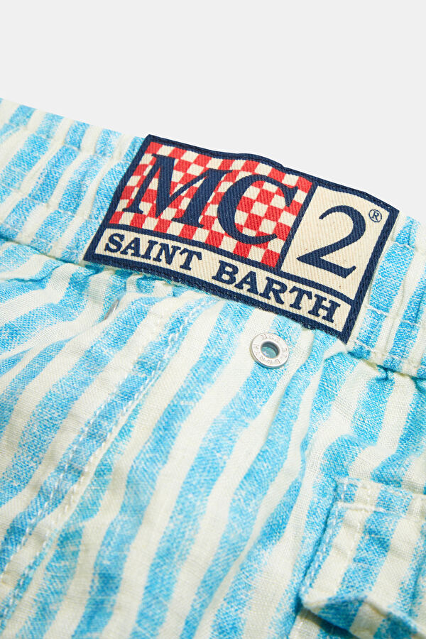Men's Swimsuit with Blue Stripes and Elastic Waistband 5