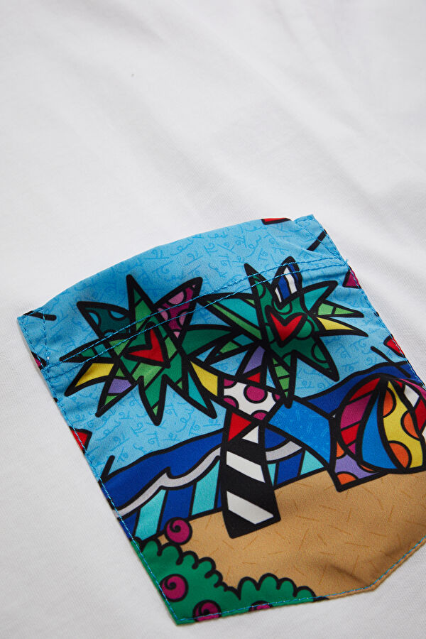 White Crew Neck Printed Men's T-Shirt 4