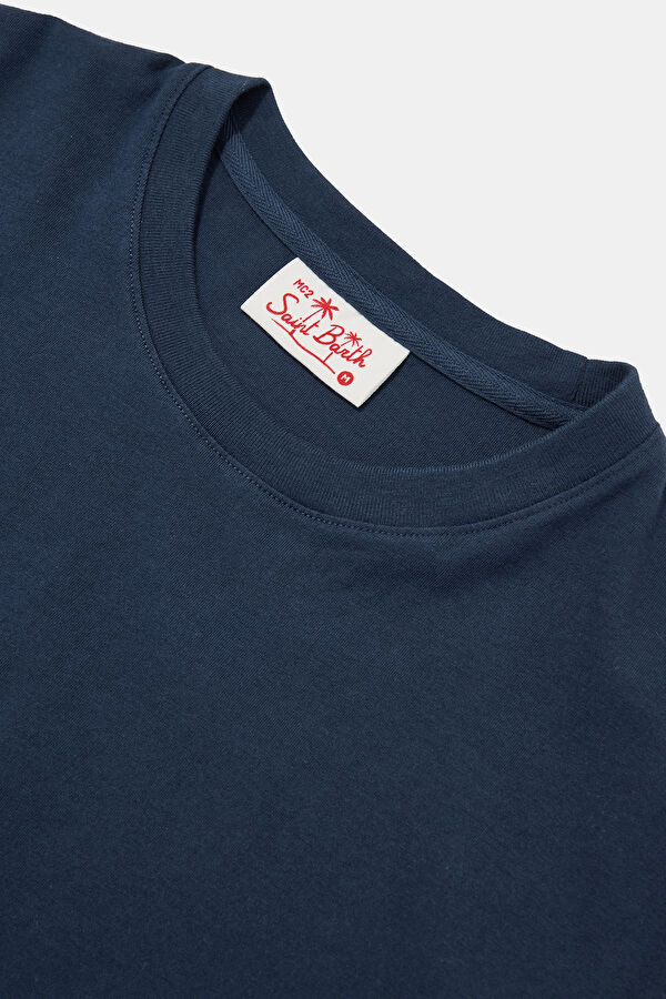 Lacivert Bisiklet Yaka Erkek T-Shirt 3
