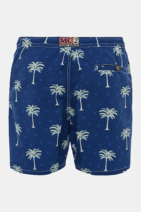 Navy Blue Patterned Elasticated Men's Swimsuit 2