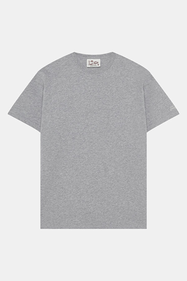 Gri Bisiklet Yaka Erkek T-Shirt