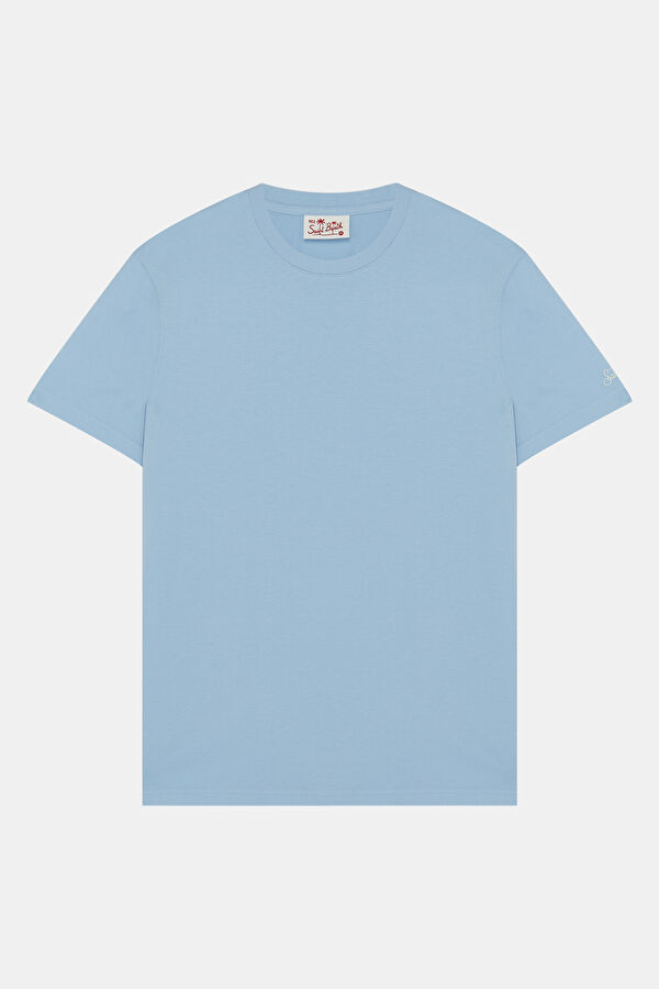 Açık Mavi Bisiklet Yaka Erkek T-Shirt