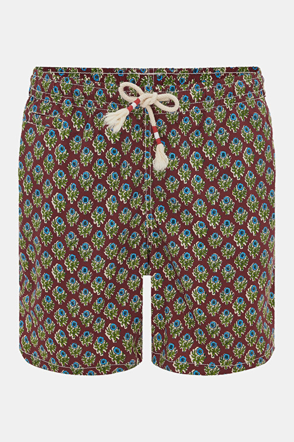 Men's Swimsuit with Coffee Pattern and Elastic Waistband