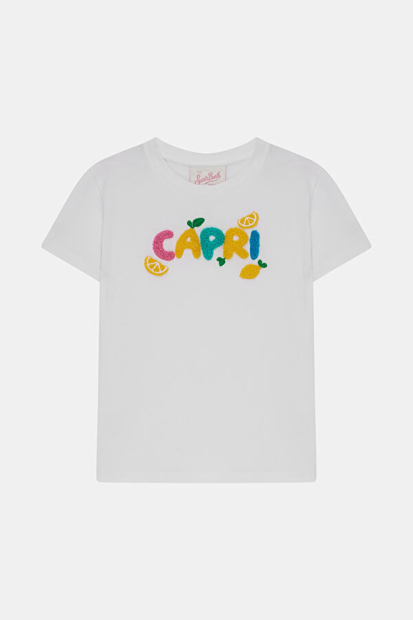 White Crew Neck Printed Kids' T-Shirt