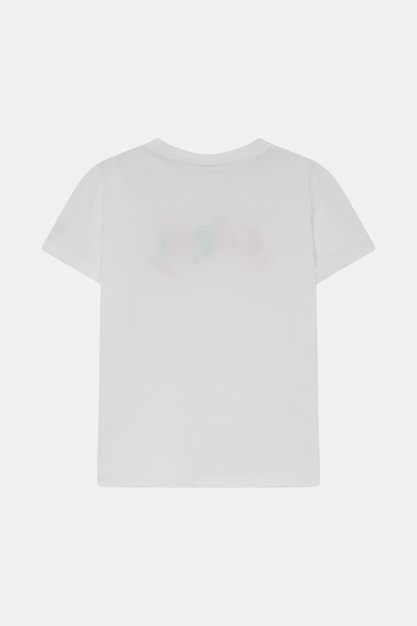 White Crew Neck Printed Kids' T-Shirt 2