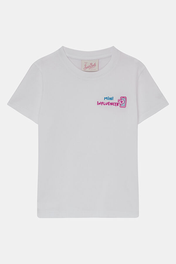 White Crew Neck Printed Kids' T-Shirt