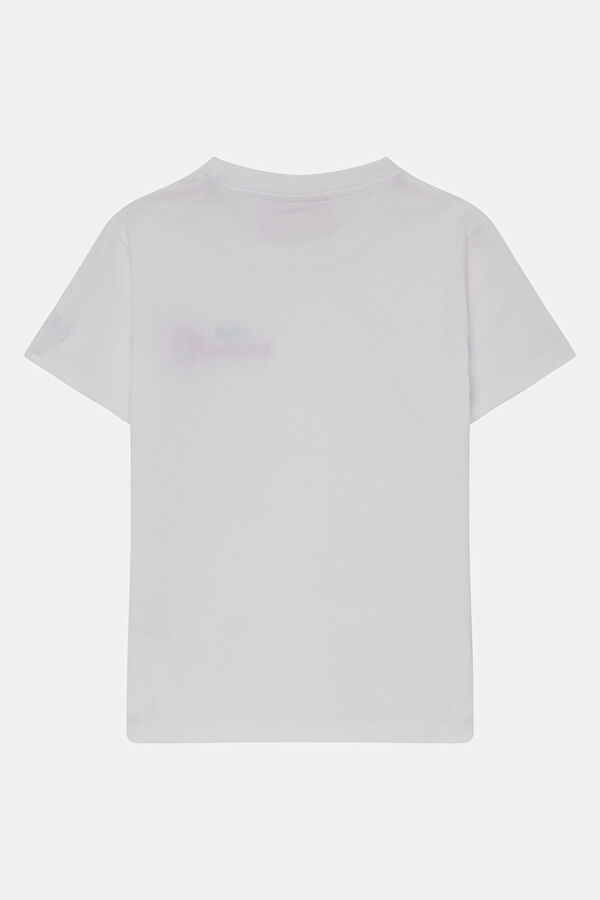White Crew Neck Printed Kids' T-Shirt 2