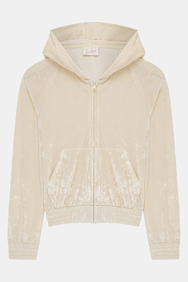 Krem Kapuşonlu Sweatshirt