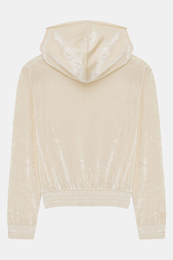 Krem Kapuşonlu Sweatshirt 2
