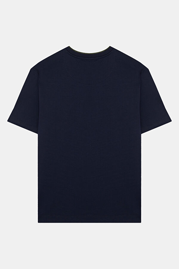 Relax Kalıp Lacivert Bisiklet Yaka Erkek T-Shirt 2