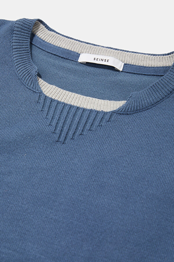 Blue Knit Men's Sweater 3
