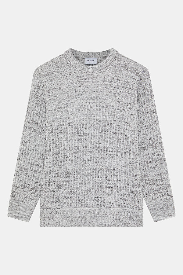 Cream Striped Viscose Knit Men's Sweater