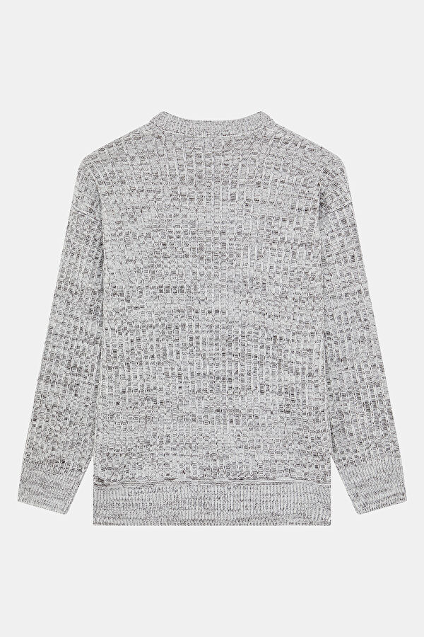 Cream Striped Viscose Knit Men's Sweater 2