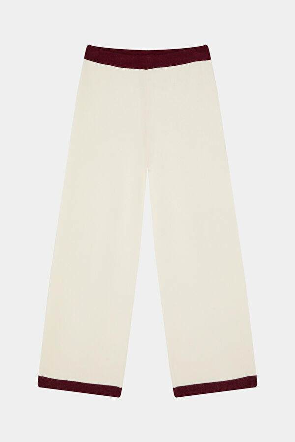 Off-white wide-leg viscose/wool women's trousers. 3