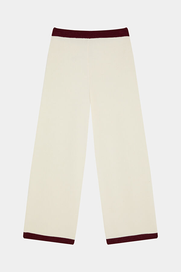 Off-white wide-leg viscose/wool women's trousers. 4