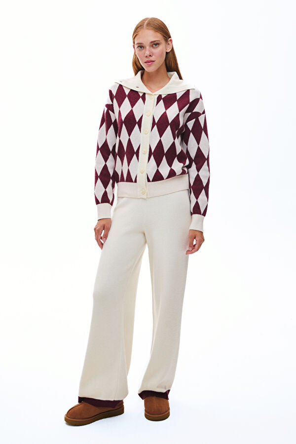 Off-white wide-leg viscose/wool women's trousers.