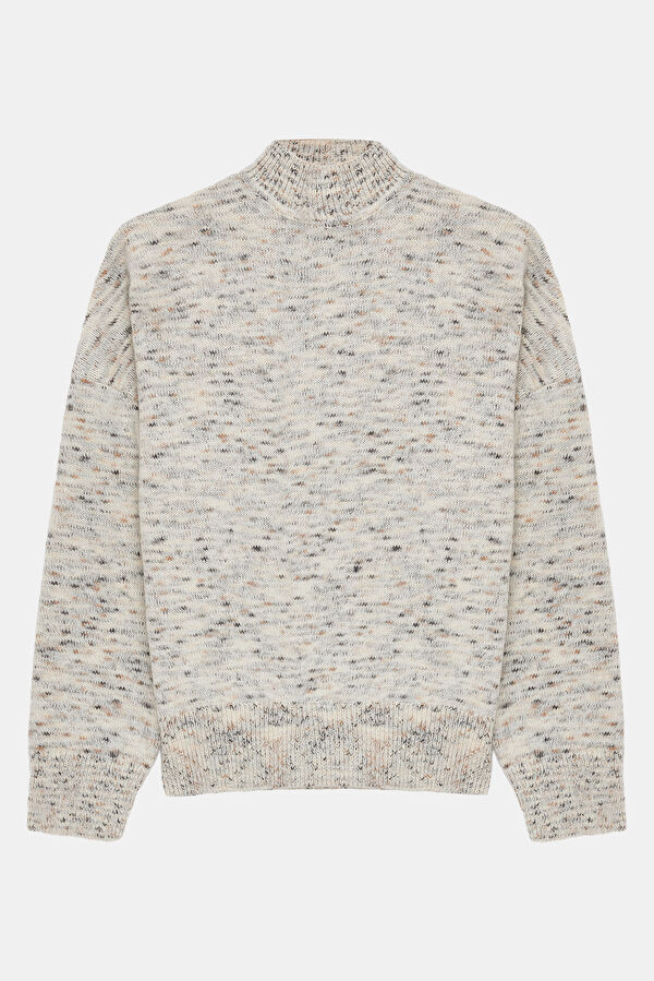 Grey Polyester Knit Women's Sweater 5