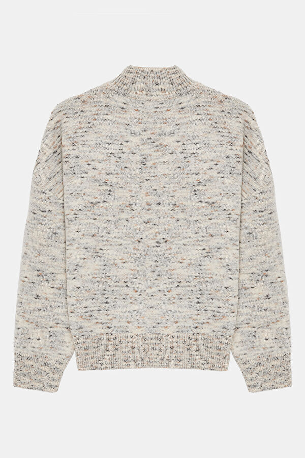 Grey Polyester Knit Women's Sweater 6