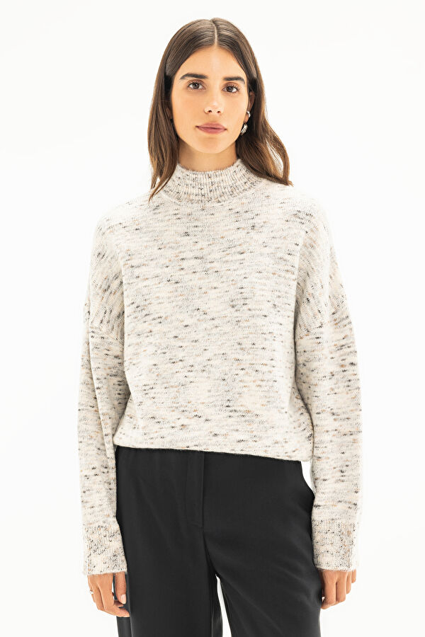 Grey Polyester Knit Women's Sweater
