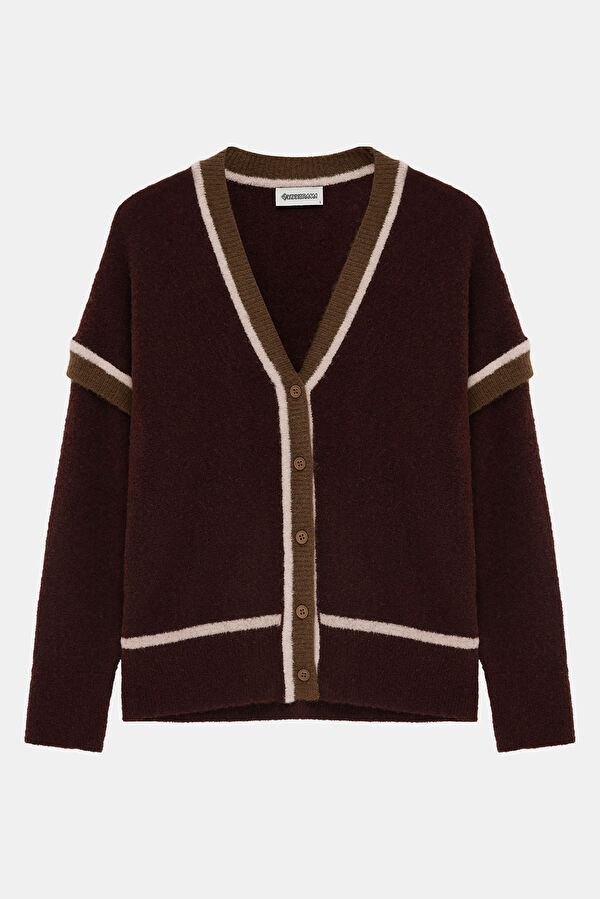 Burgundy Wool Knit Women's Cardigan 5