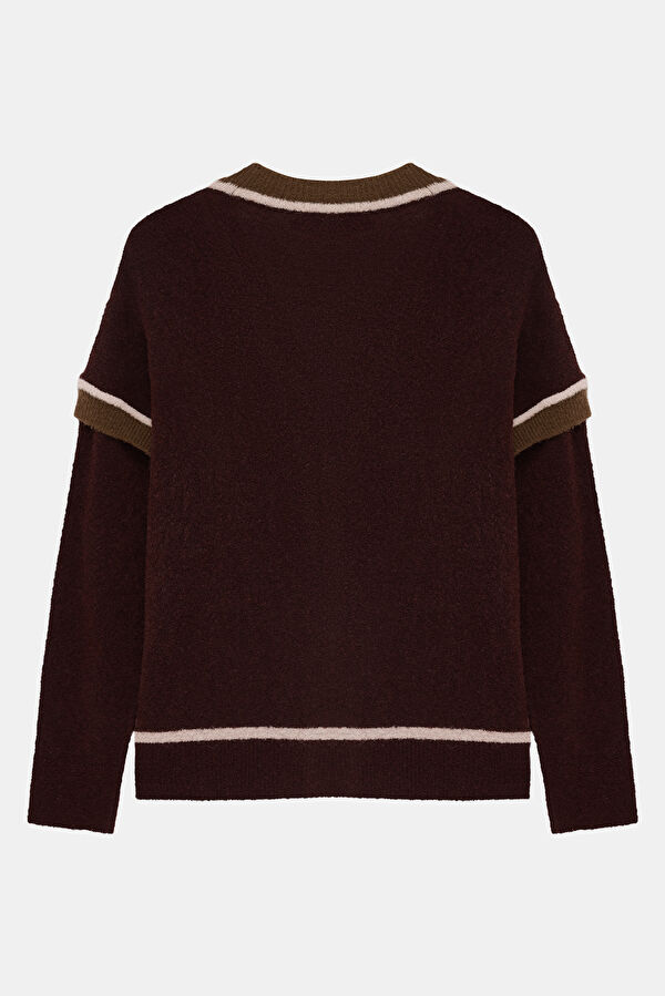 Burgundy Wool Knit Women's Cardigan 6