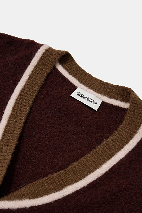 Burgundy Wool Knit Women's Cardigan 7