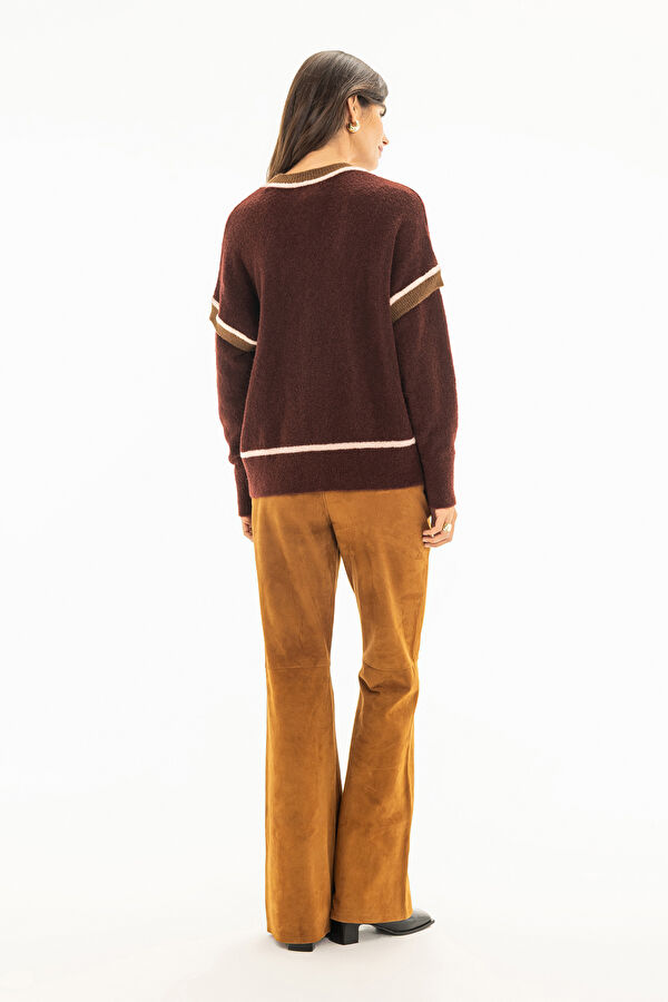 Burgundy Wool Knit Women's Cardigan 2
