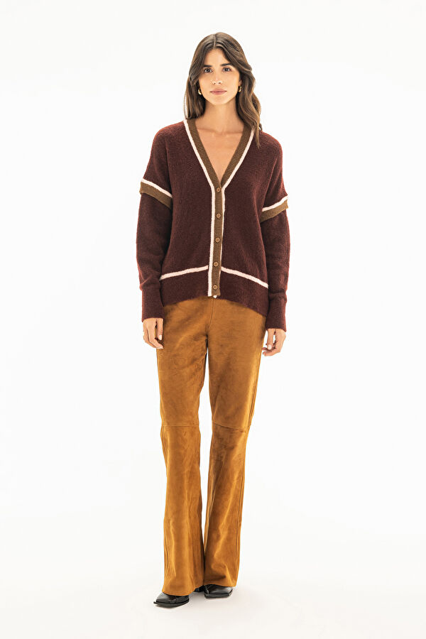 Burgundy Wool Knit Women's Cardigan 3