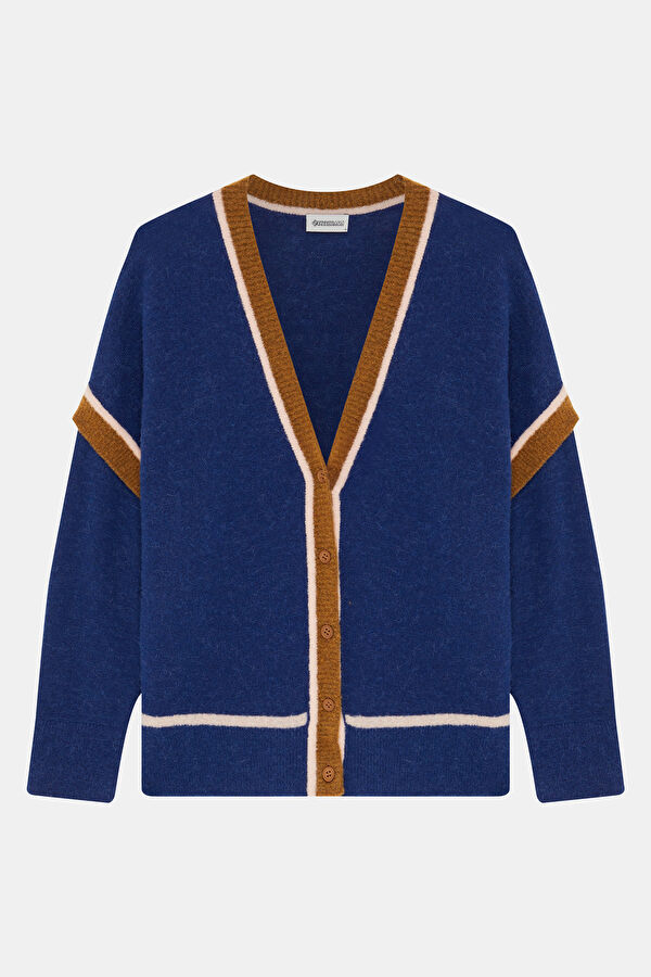 Navy Wool Knit Women's Cardigan
