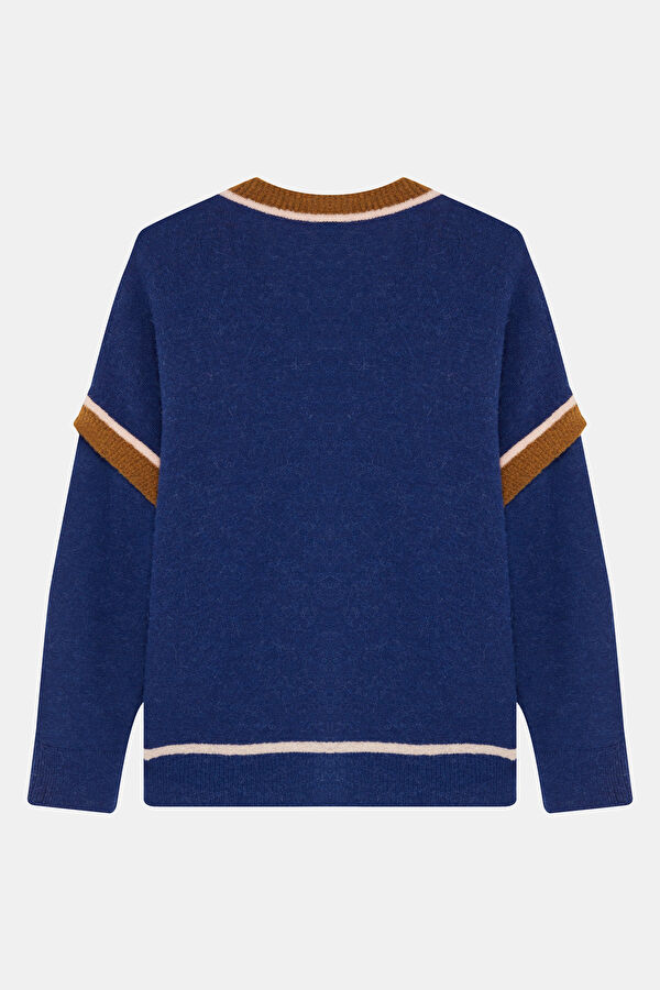Navy Wool Knit Women's Cardigan 2
