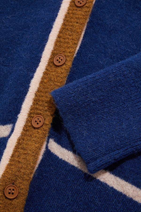 Navy Wool Knit Women's Cardigan 4