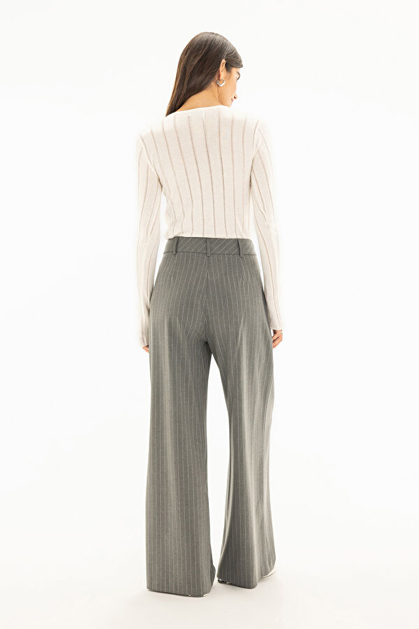 Grey Wide Leg Women's Trousers 3