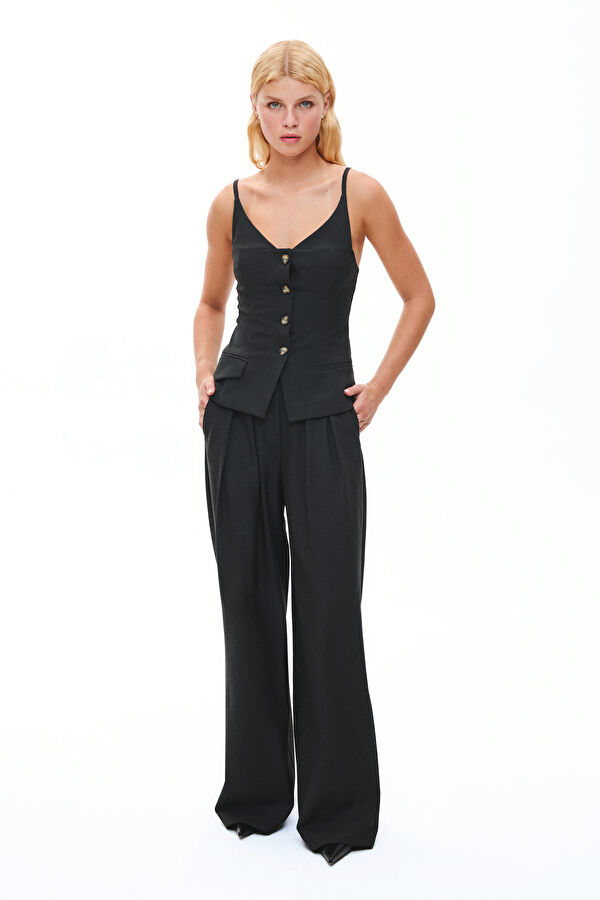 Anthracite Wide Leg Women's Trousers