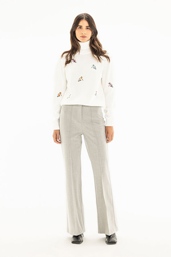 Grey Wide Leg Women's Trousers